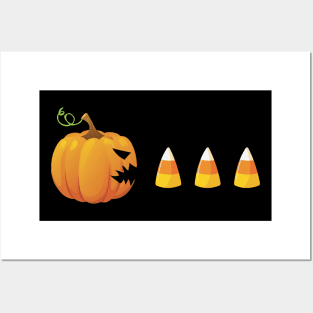 Pac man  parody - Halloween Pumpkin eating candy corn Posters and Art